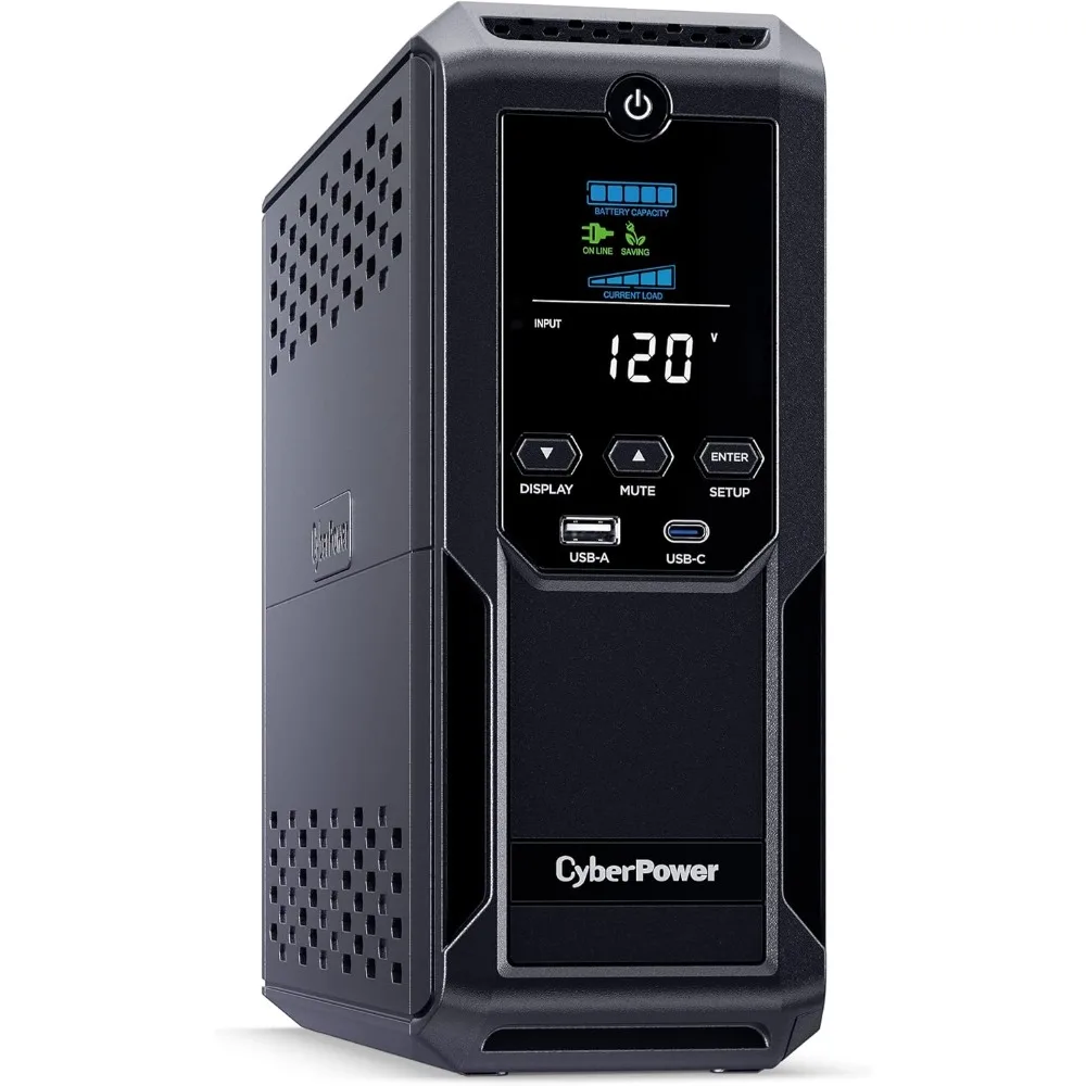 

CP1500AVRLCD3 Intelligent LCD UPS System, 1500VA/900W, 12 Outlets, 2 USB Ports, AVR, Mini Tower, Black