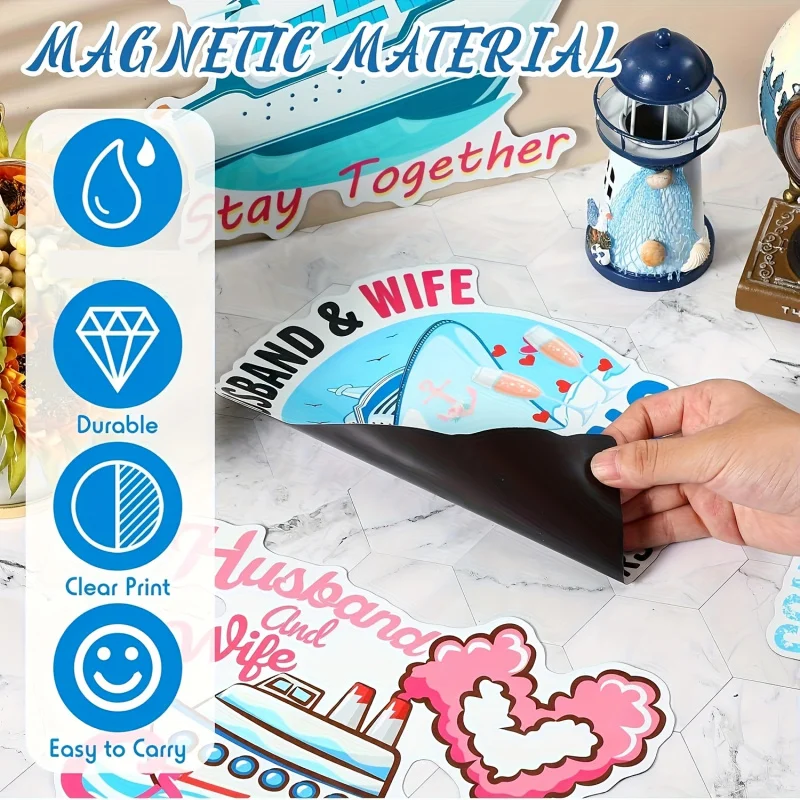 4pcs Large Cruise Door Decorations Magnetic Husband and Wife Cruise Door Magnets Decor Waterproof Cruise Ship Anchor Life