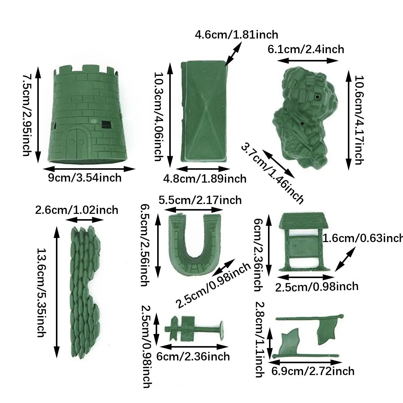 9 قطع من ملحقات بناء قاعدة مشهد المعركة المصغرة، نموذج مشهد قاعدة الغابة للأطفال