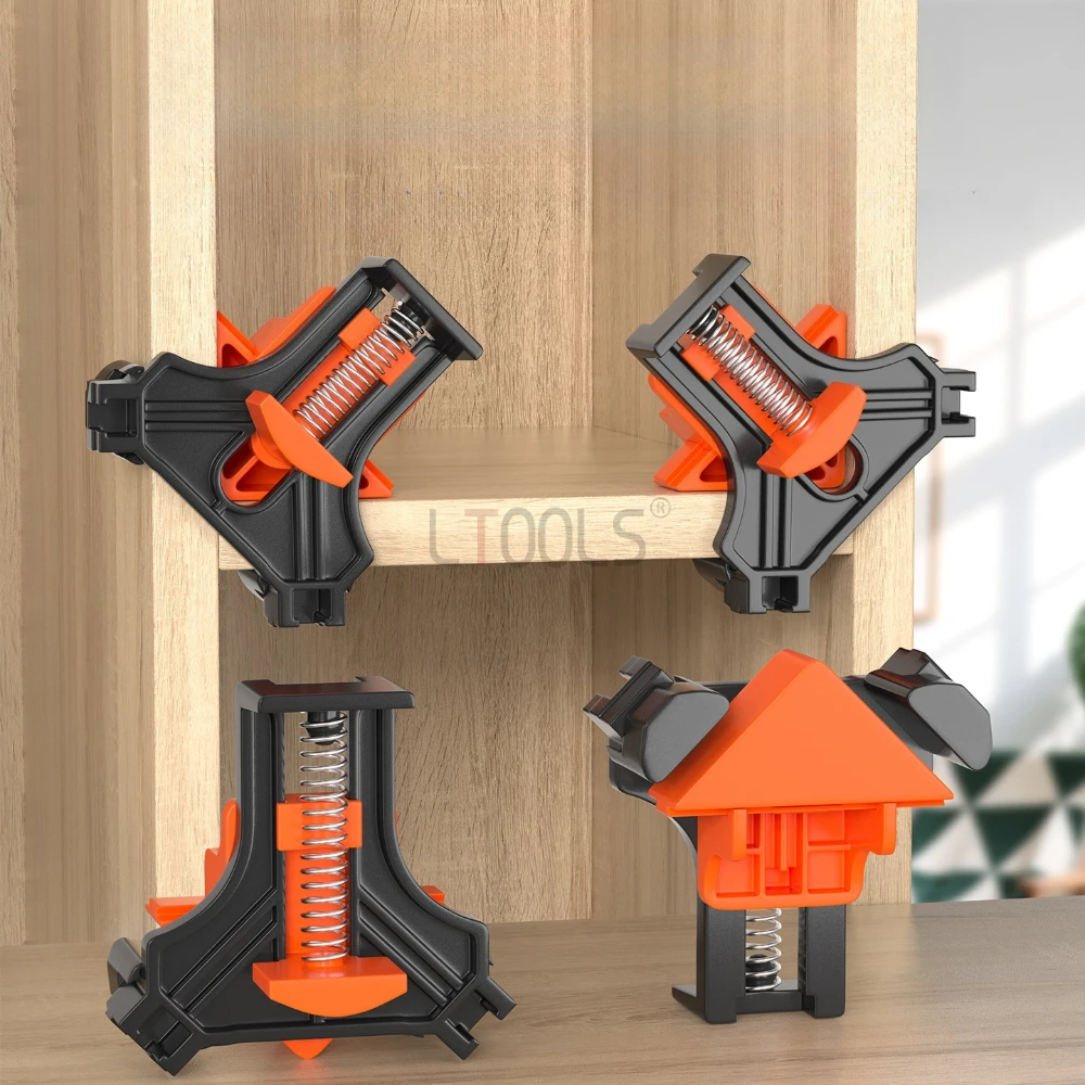 

4 Pcs Woodworking Right Angle Clamps Set Serviceable Picture Frame Right Angle Fixator Multifunction 90 ° Spring Clamp DIY Tools