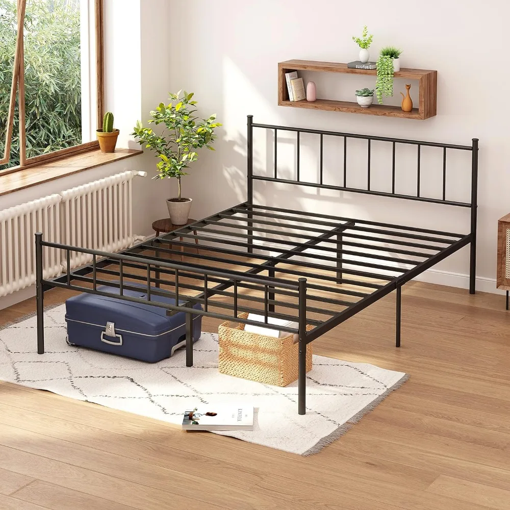 Queen Size Metal Platform Bed Frame with Heavy Duty Metal Slat Support,14\