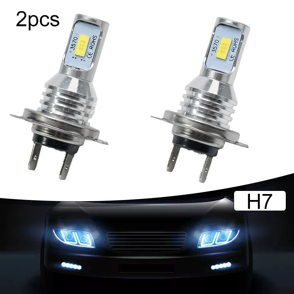 Car LED Headlights DC 12-24V Dustproof H7 Parts Replacement Set Super Bright Waterproof 6000K Auto 2Pcs Portable