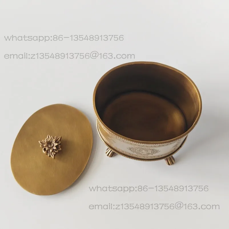 Handmade brass storage tank, storage jar, candy jar, tea jar, retro home desktop decoration ornament