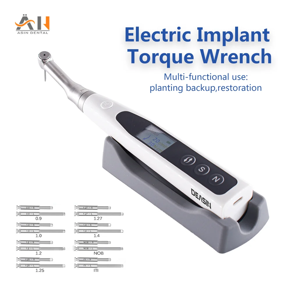 wireless Dental Implant Torque Electric Wrench Torque Driver 16:1 Contra Angle Universal Implant Repair Tools with 16Pcs Screws