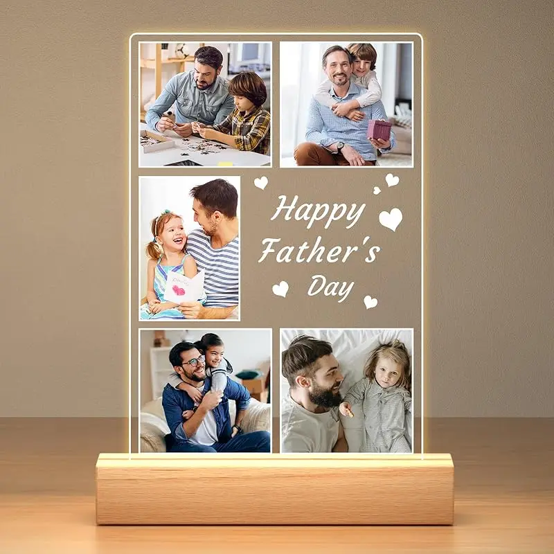 

Personalized Gifts from Daughter and Son Picture Frames Custom Acrylic Plaque with Photos Dad Gifts for Birthday Fathers Day