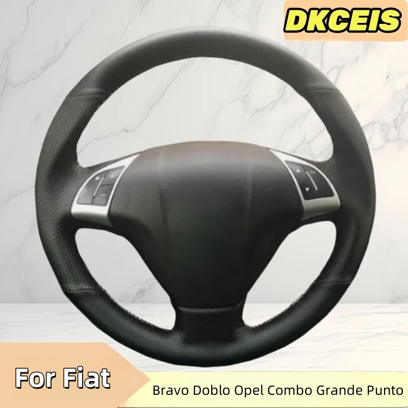 

Car Steering Wheel Cover Genuine Leather For Fiat Bravo Doblo Opel Combo Grande Punto Linea Qubo Steering Wheel Braiding Cover
