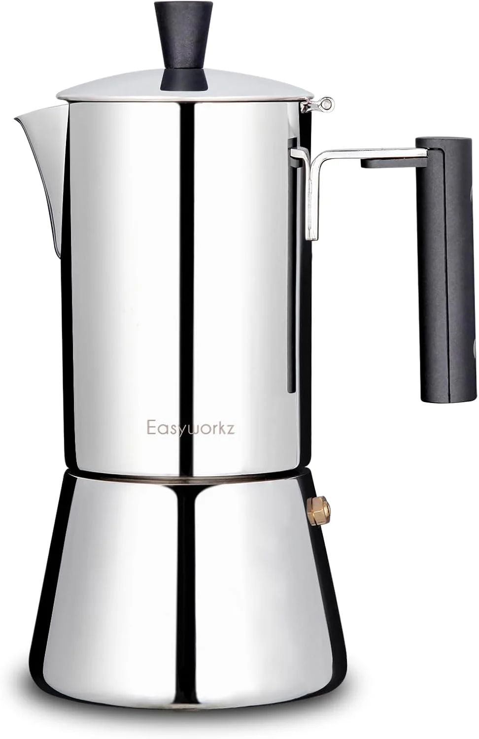 

Easyworkz Diego Stovetop Espresso machine, stainless steel Italian mocha pot, for induction, gas and electric stoves