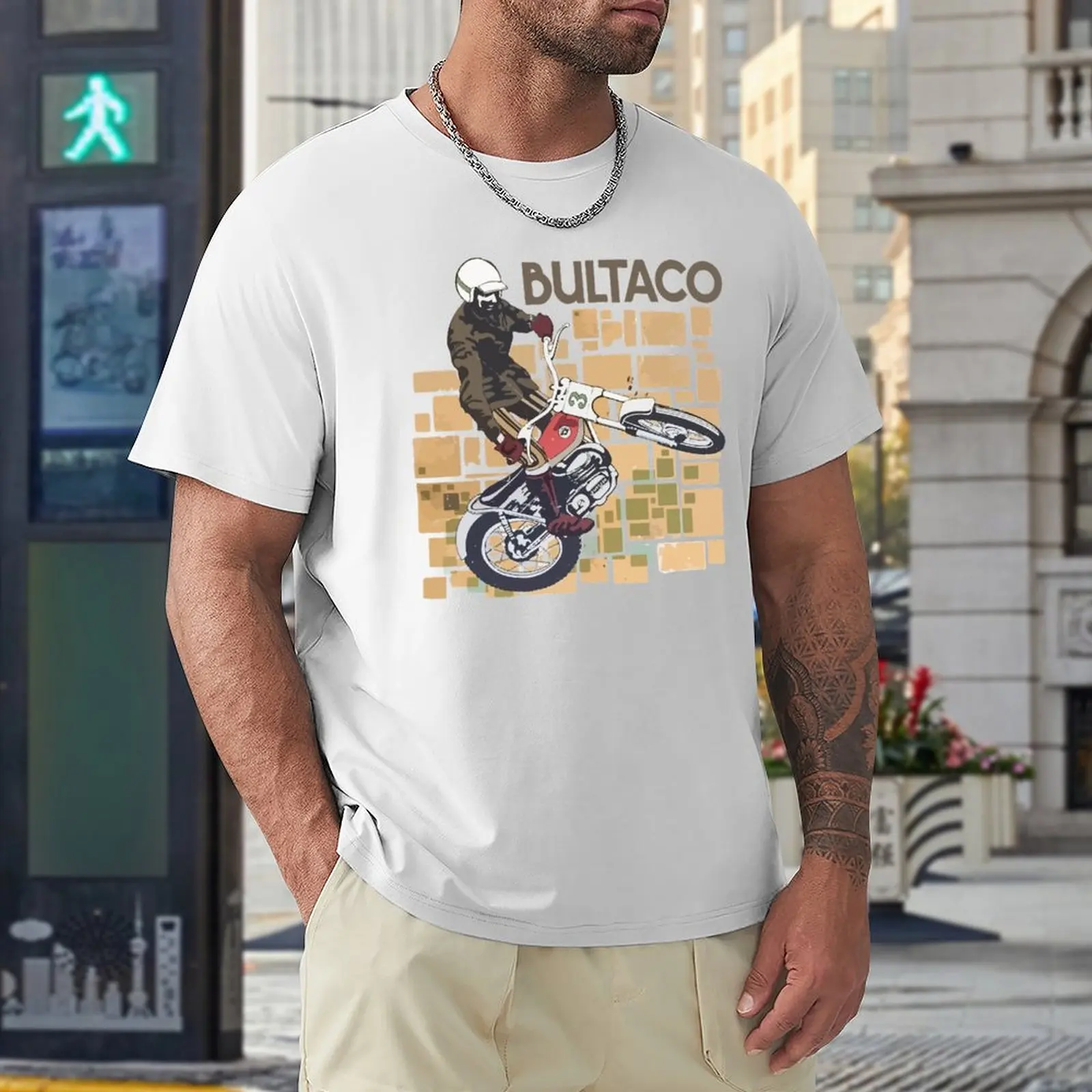 Bultaco Moto Rider Jumping In Action T-Shirt coreano moda meninos brancos t-shirt homens