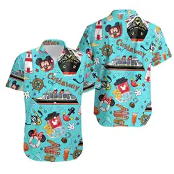 Miniso Castaway Cay Hawaiian Shirt Disney Cruise Line Men's Women Button Up Casual Beach Mickey Summer Short Sleeve