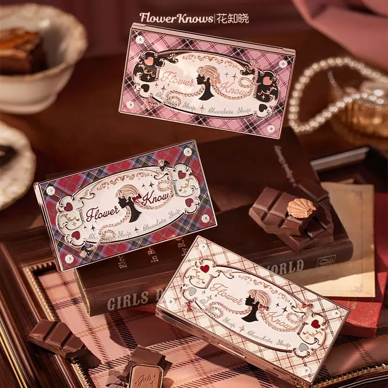 

Flower Knows Chocolate Store Eyeshadow Palette Waterproof Long Lasting Pearl Fine Flash Eyeshadow Matte Makeup Palette