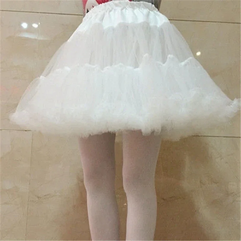 

Women Girls Ruffled Short Petticoat Solid White Color Fluffy Bubble Tutu Skirt Puffy Half Slip Prom Crinoline Underskirt