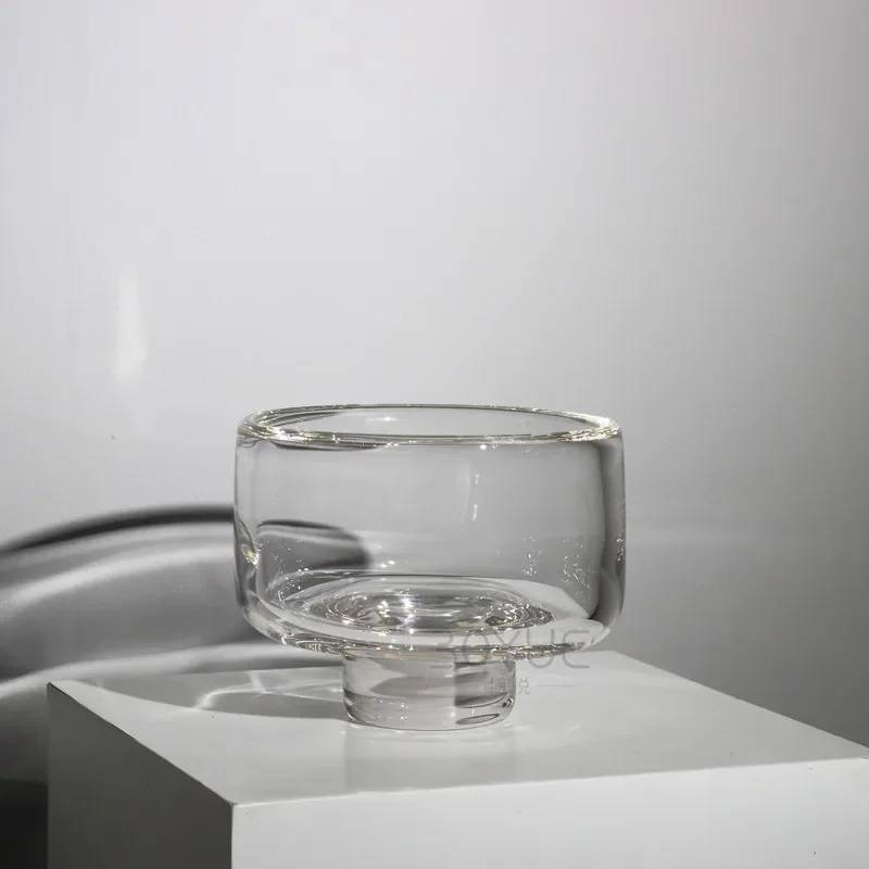 Modern Transparent Glass Vase High Footed Large Mouth Flower Pot For Living Room Coffee Table Home Decor Green Plant