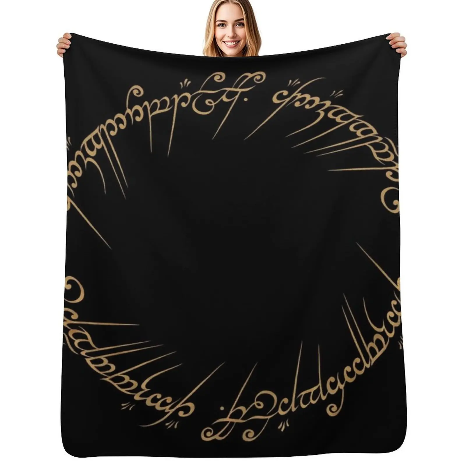 The One Ring Inscription Throw Blanket Travel Plaid blankets and throws Winter beds For Baby Thin Blankets