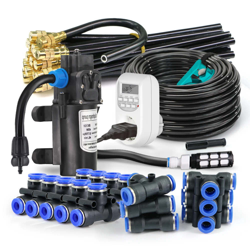 

360 ° Регулировка свободного вращения Гибкая латунная система полива распылением Садовый охлаждающий насос Ирригационный набор Интерфейс быстрого подключения