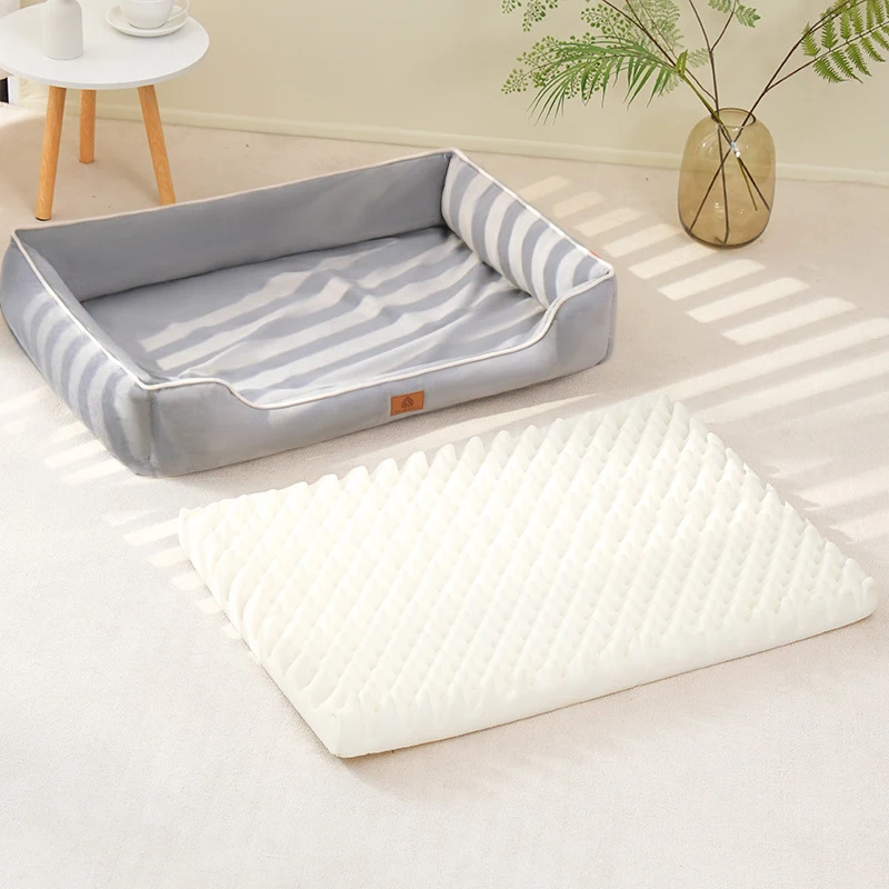 Dutch Velvet Dog Bed Autumn Winter Thickening Warmth Square Dog Sofa Beds Soft Removable Wave Sponge Pad Pet Dogs Accessories