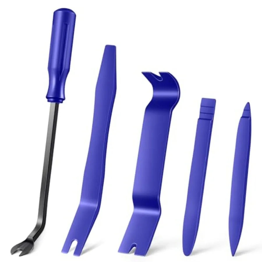 

5 pcs Auto Trim Removal Tool Kit, No Scratch Plastic Pry Tool Kit - Interior Door Panel Clip Fastener Removal Set for Vehicle D