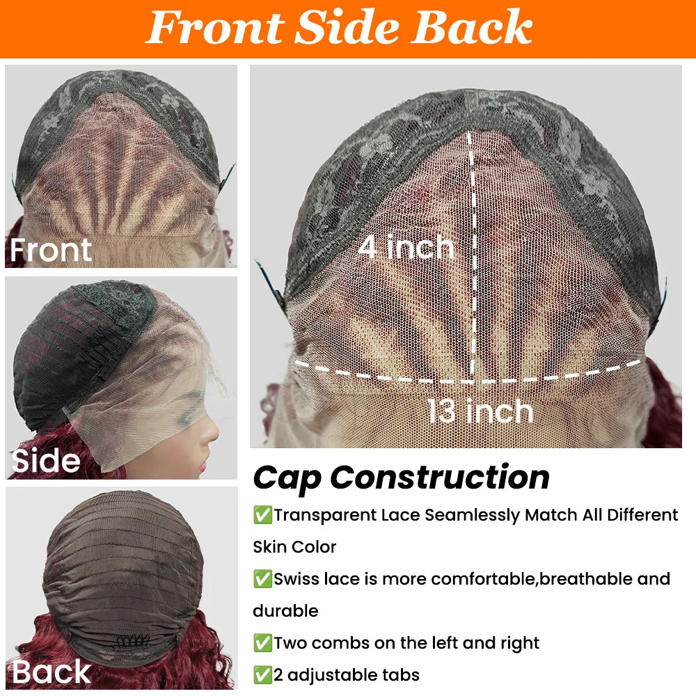 180%密度の巻き毛ノットレス編み込みウィッグ、自然な生え際、ジンジャーカラー、13x4レースフロント、女性用巻き毛合成ウィッグ