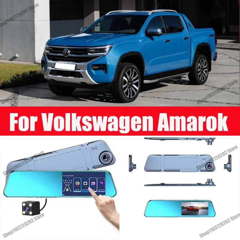 

For Volkswagen Amarok Carplay Android GPS Dash Cam AUX FM Radio Dashcam Car Camera Stream RearView Mirror Drive Recorder