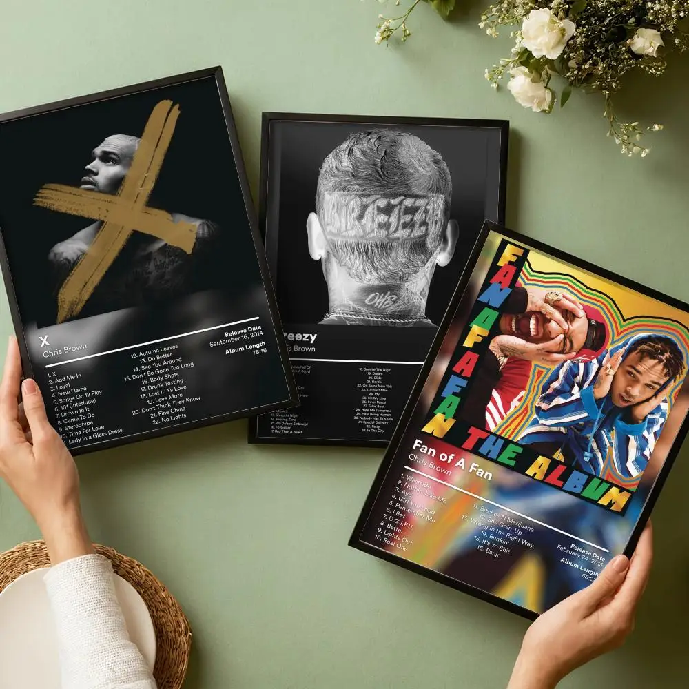 Rapper C-Chris Brown Album Poster Decorative Wall Art Stickers Mural Photo Print for Home Living Room Hallway Decor
