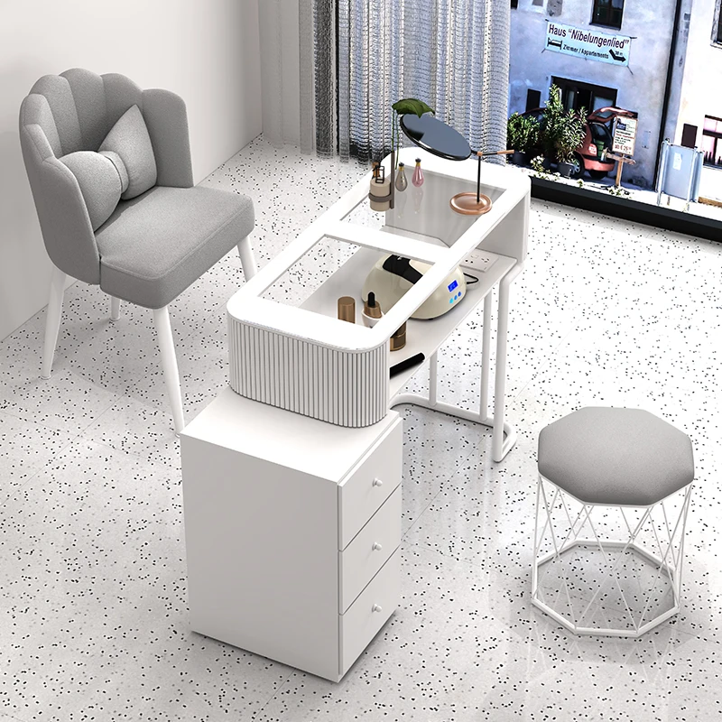 Organizer Makeup Nail Desk Vacuum Cleaner Makeup Designer Nail Desk White Waterproof Tavolo Pieghevole Manicure Furniture