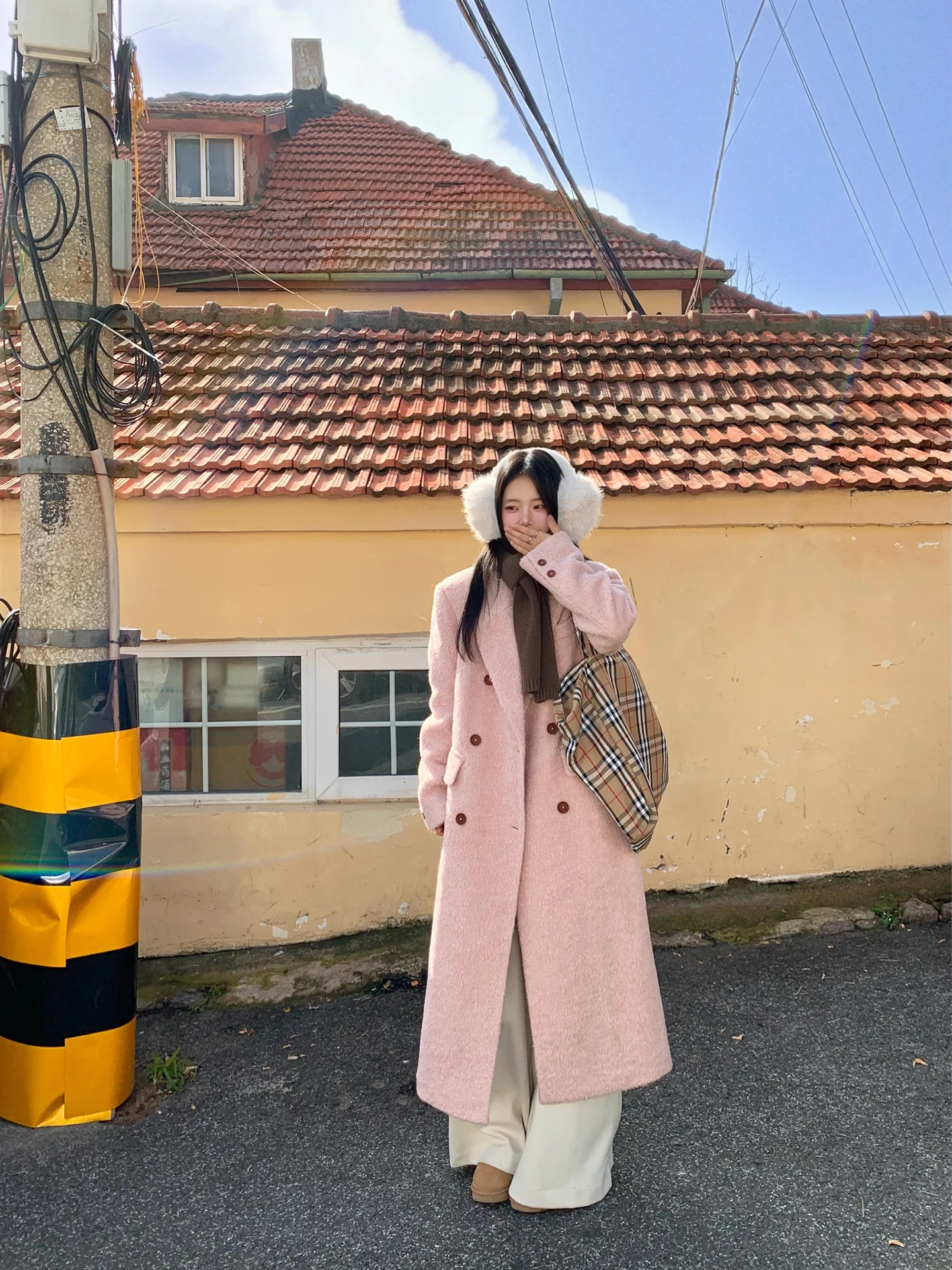 

Женское длинное двубортное хлопковое пальто-манто, зимнее шерстяное пальто прямого кроя, обычная длина све, чистый цвет