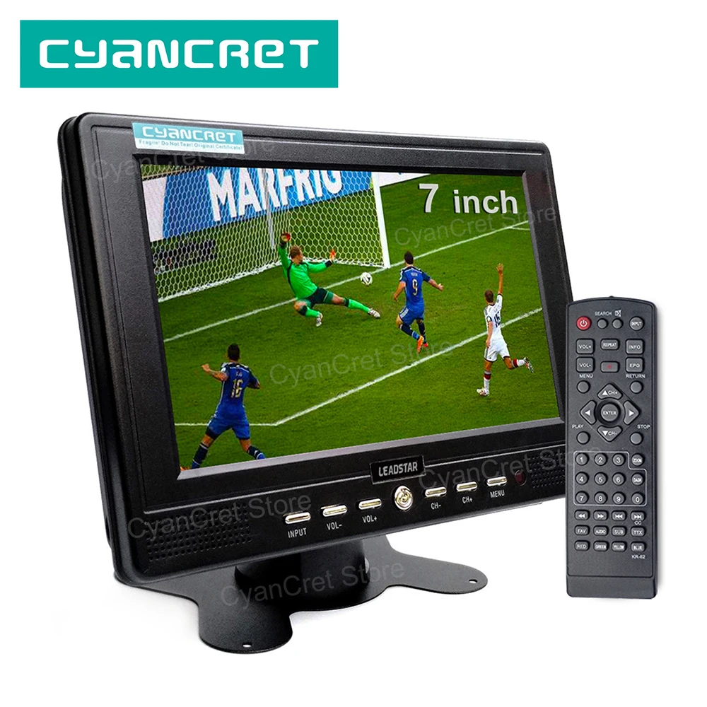 LEADSTAR D768 7 inch Portable TV DVB-T2 ATSC ISDB-T tdt Digital and Analog mini small Car TV Television Support USB TF H.265 AC3