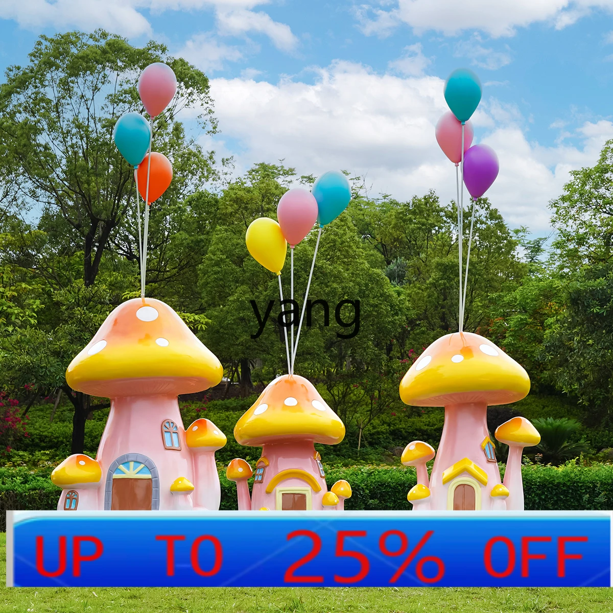 Lmm Cartoon Mushroom Sculpture Large Ornament Outdoor Scenic Area Park Lawn Garden Plant Ornament