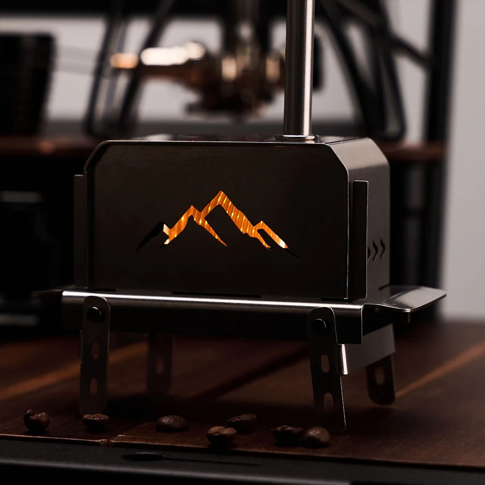 Mini estufa de tienda con chimenea, estufa de leña para exteriores, estufa de leña de acero inoxidable para cocinar al aire libre, barbacoa