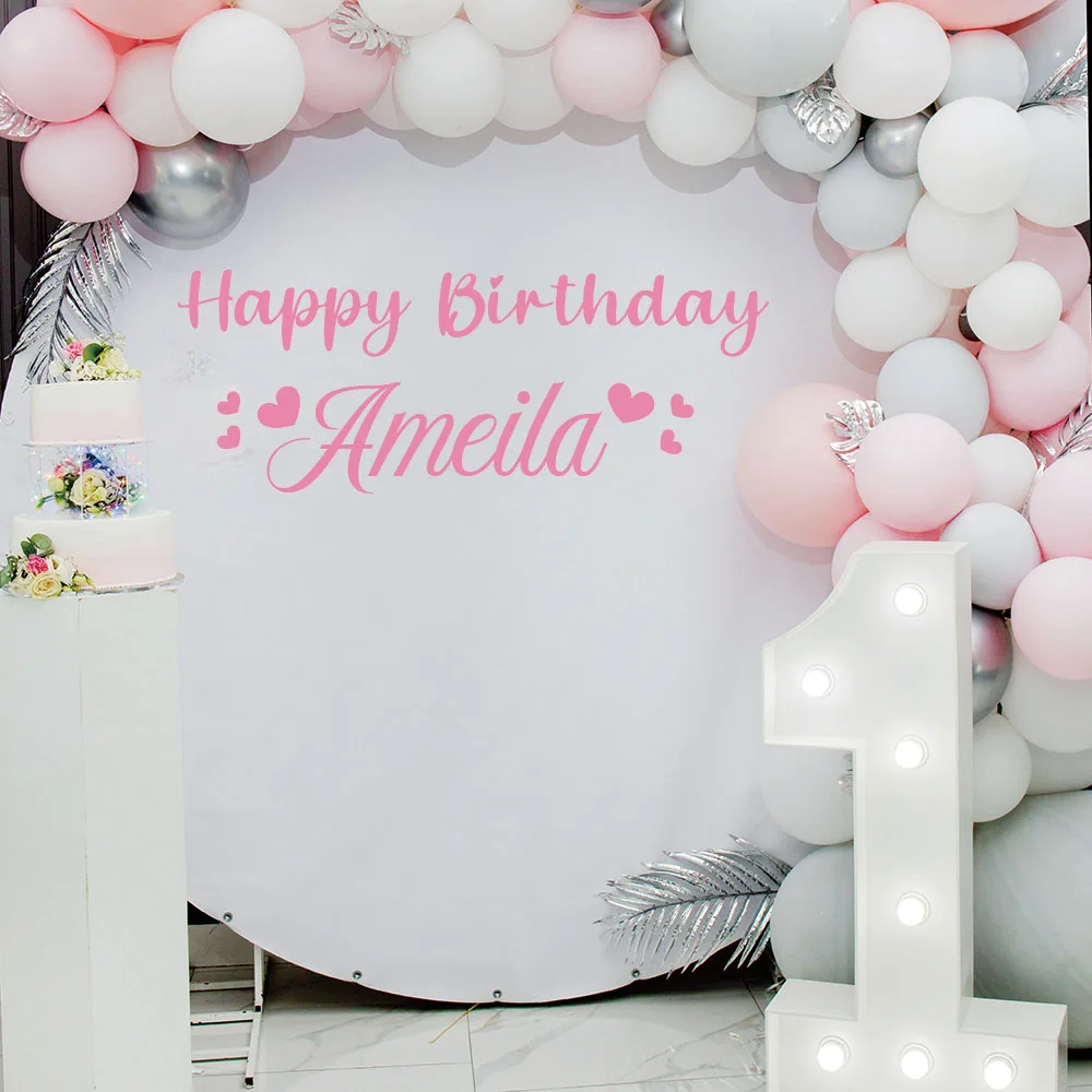 1 قطعة عيد ميلاد سعيد مخصص اسم ملصق فينيل للأطفال ديكور حفلات شخصية جدار ملصق مائي للإزالة خلفية ديكور المنزل يموت قطع