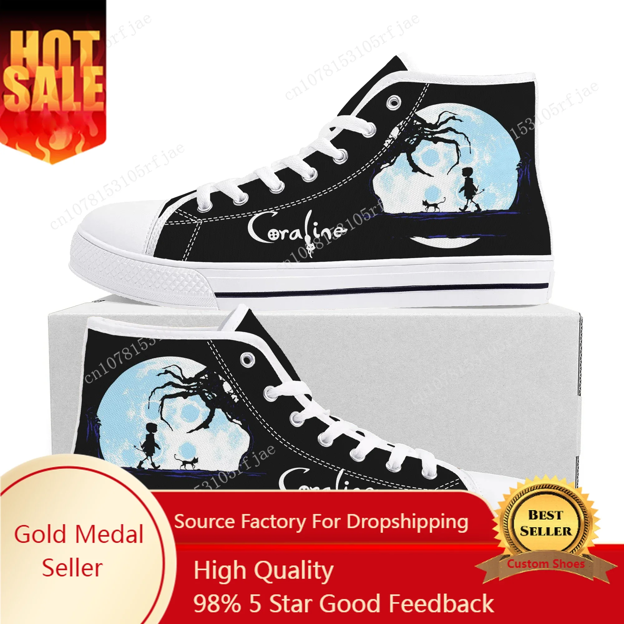 

Coraline The Secret Door High Top Sneakers Mens Womens Teenager High Quality Fashion Canvas Shoes Casual Tailor Made Sneaker