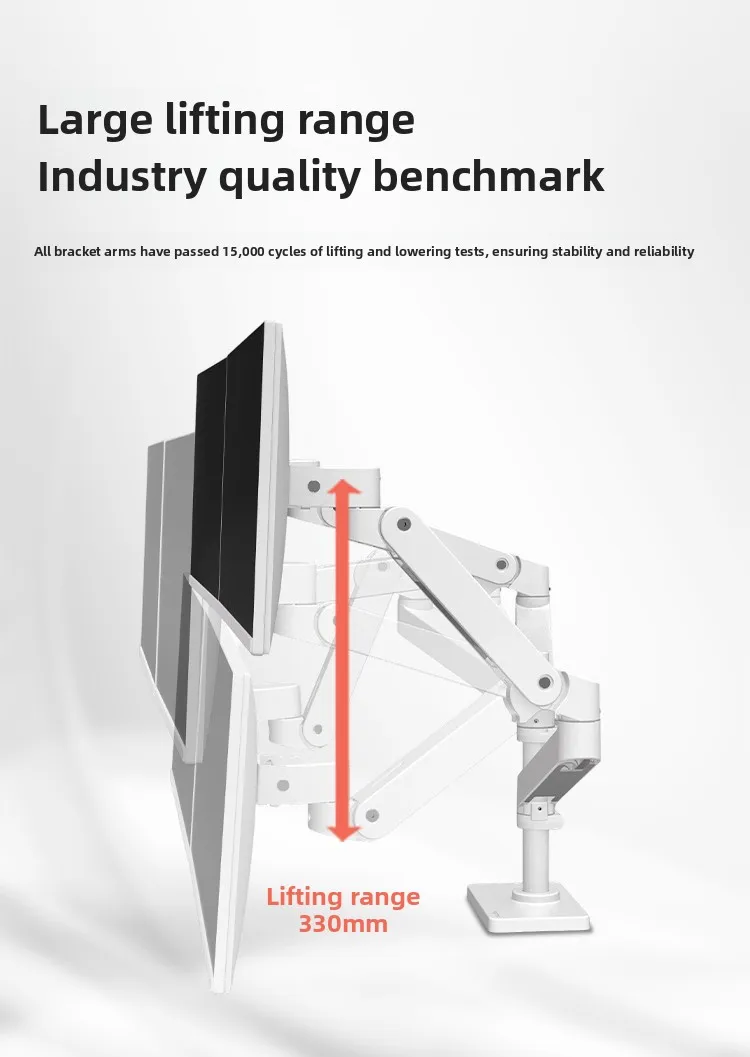 Overlay Dual Screen Dual Arm Monitor Stand Desktop Computer Lifting Robotic Arm