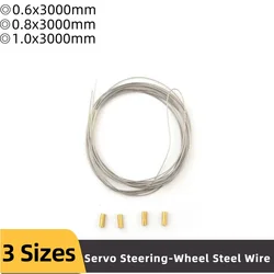 1Set Dia 0.6/0.8/1.0mm Servo Steering-wheel Steel Wire 3m Pull Rope Winch Kit With Brass Tube for RC Airplane