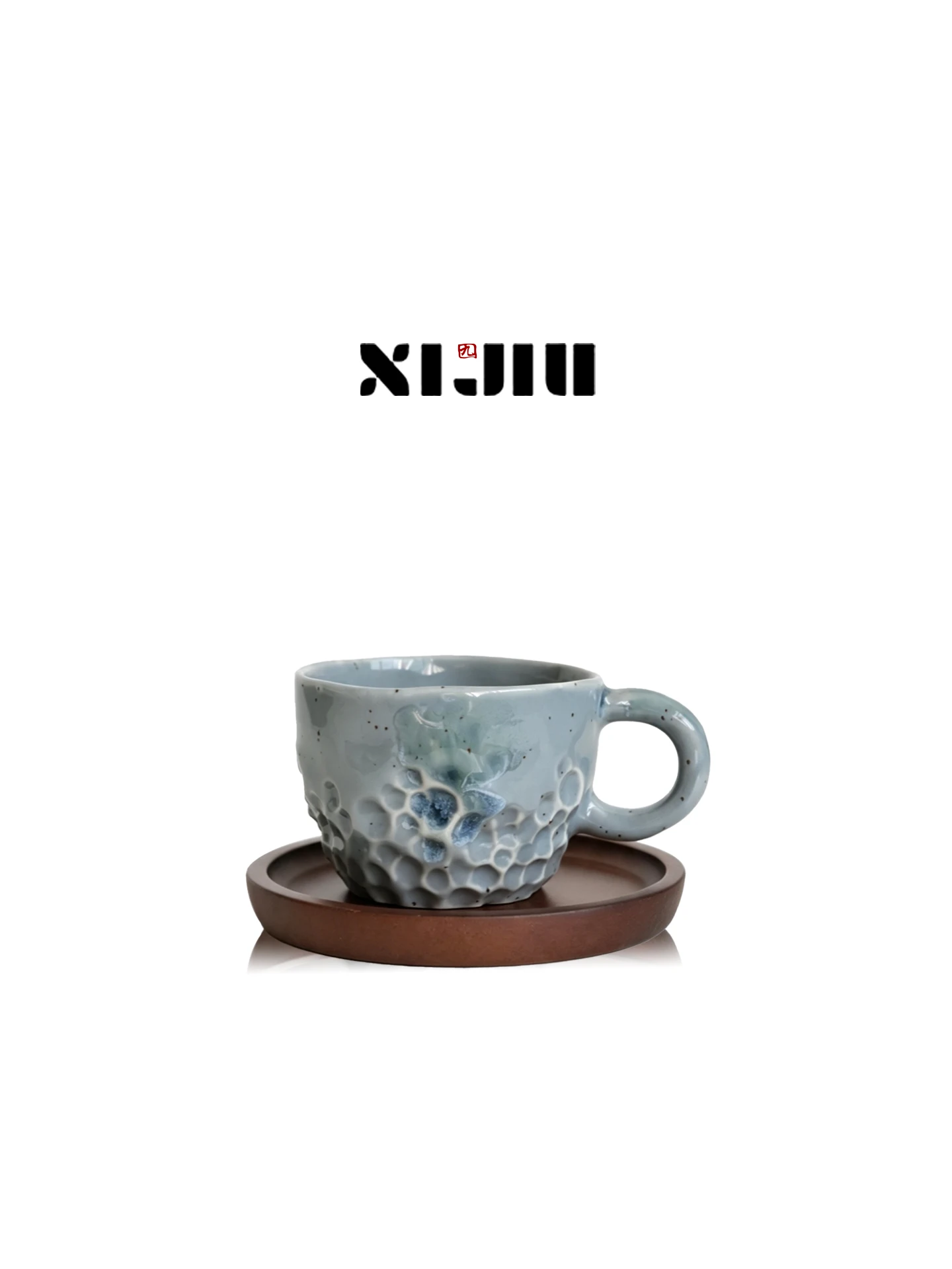 Blue Ceramic Coffee Cup YiShi Artistic Shape Sea Rock Theme Funny Mugs Unique Design Heat Resistant Dishwasher Safe
