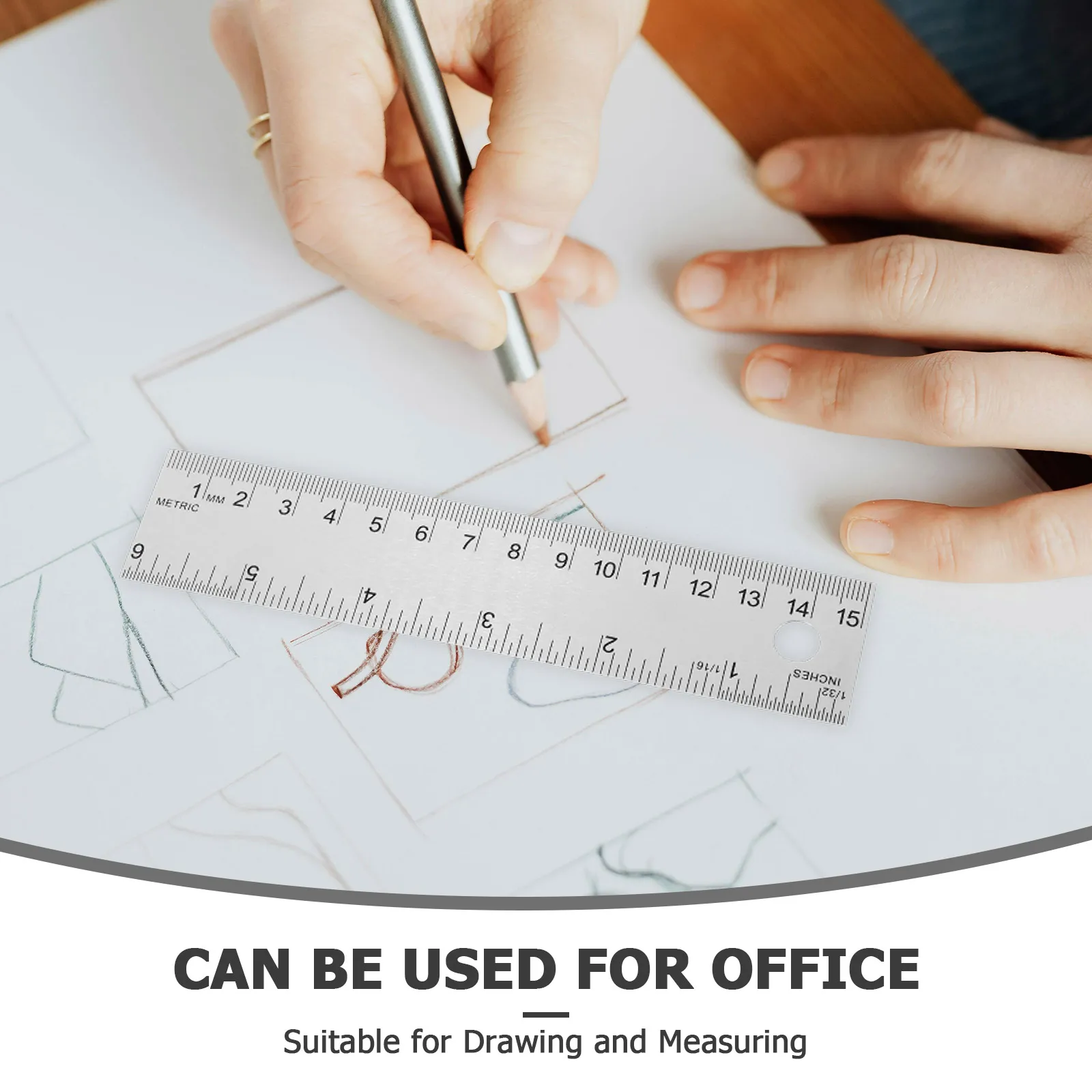 6 Inch 15 Cm Stainless Steel Cork Back Metal Ruler Dual Scale Inches Centimeters Straight Edge For Office School Drawing