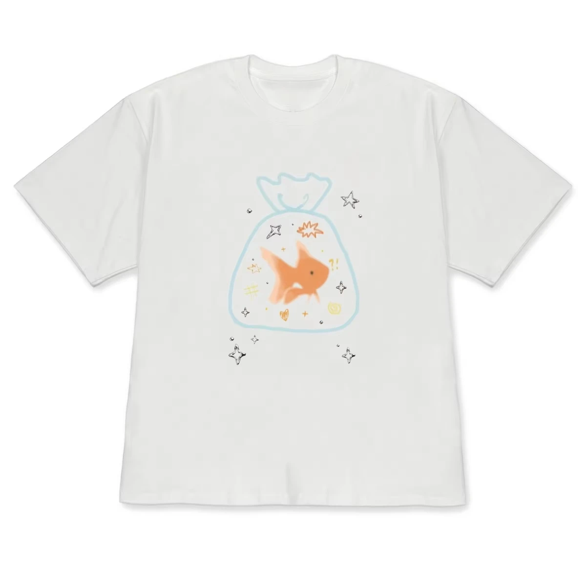 Unisex Cute Ocean Animal Graphic T‑Shirt Goldfish Sea Creature Print Crewneck Short Sleeve Casual Aesthetic Streetwear Tee