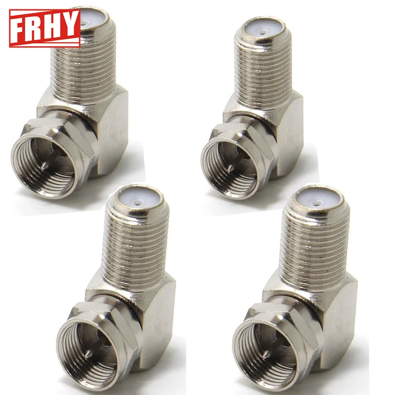 4PCS Premium RG6 F-Type Right Angle Coaxial Adapter – Male to Female Quick Connect Extension for TV/Satellite/Antenna Cables