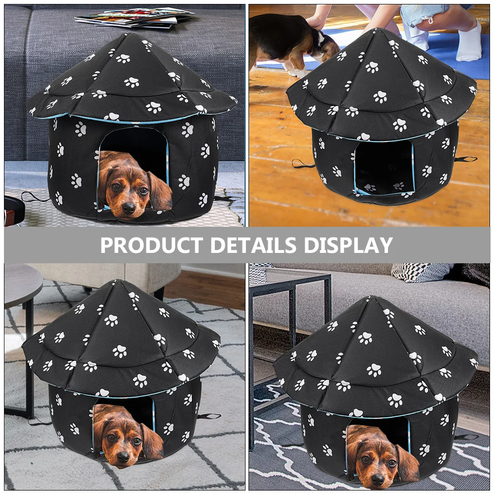 

Winter Warm Pet Cat Comfortable Dog Sleeping Bed Removable Washable Outdoor Shelter Cozy Kitten Nest Half Closed Pet Tent