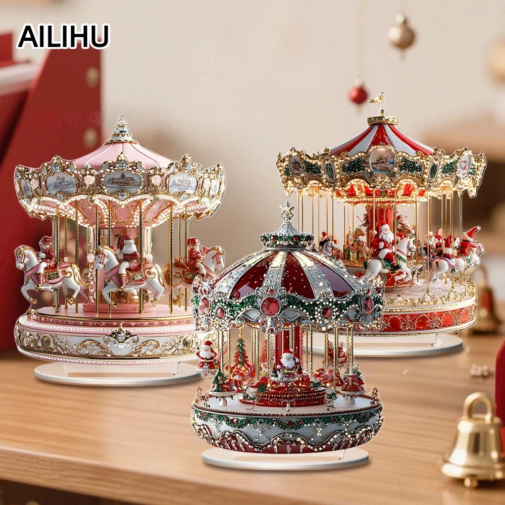 Christmas Decorations 2D Flat Acrylic Decor 3D Vision Xmas Tree Santa Snowman Figurine Home Tabletop Holiday Decoration Gift