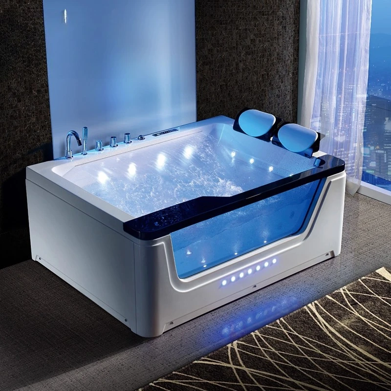 Double Water Curtain Waterfall Surfing Massage Bathtub Acrylic Bathtub Constant Temperature Heating 1.7m Bath Pool