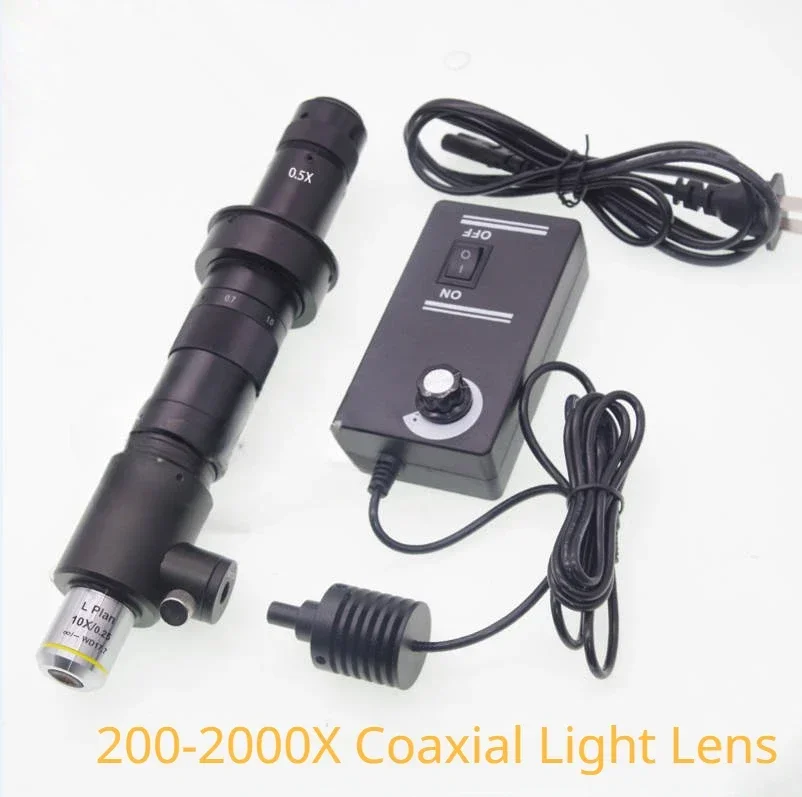 C-Mount Coaxial LED Illuminator & M26 RMS Lens Adapter with Half Mirror Coating for Industrial Microscopes