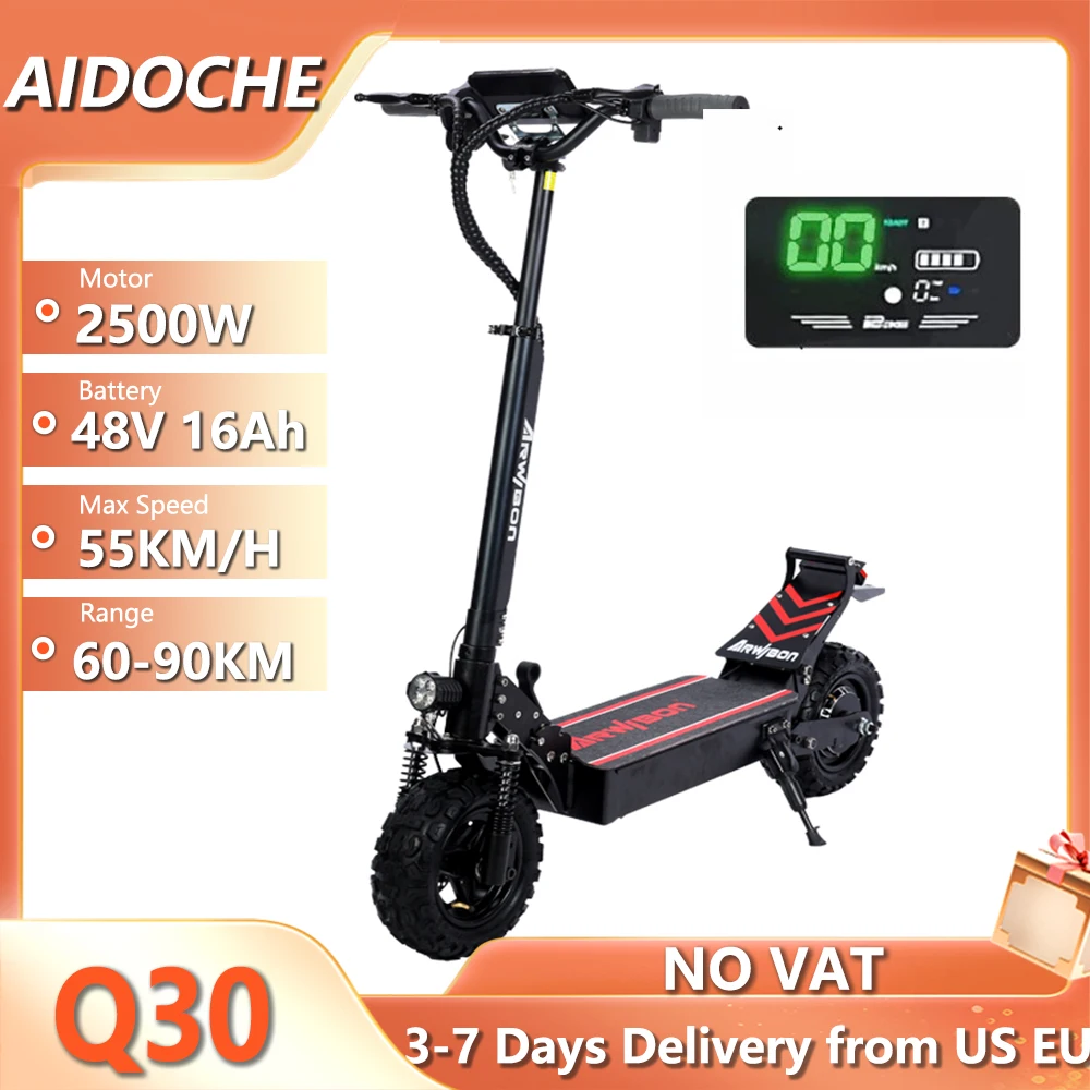 

Q30 Electric Scooter 2500W 48V 16AH 55KM/H 60KM Range Powerful Off road Scooter Foldable Electric Kick Scooter for Adults