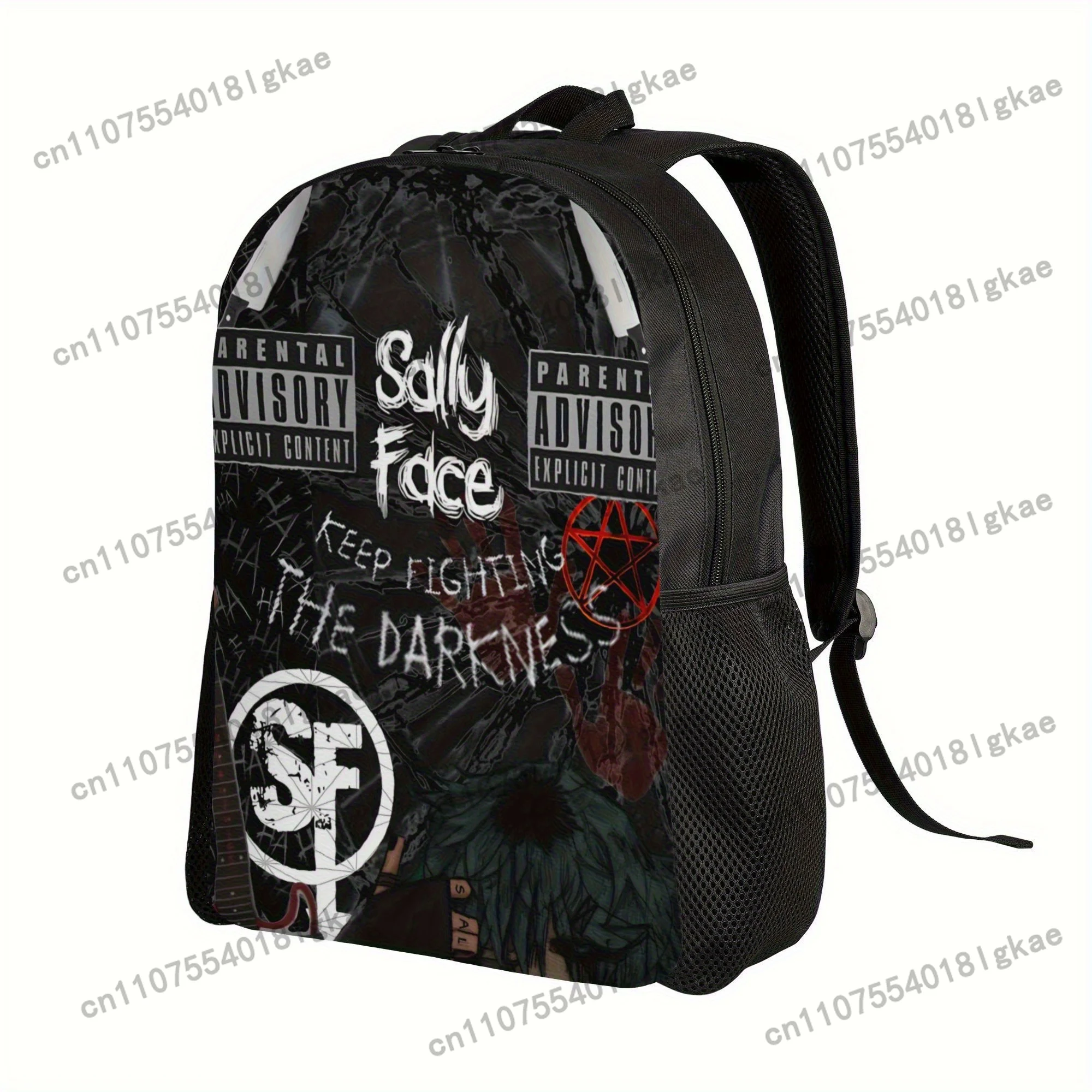 [Edgy Sally Face Backpack] Edgy Bold 'Sally Face' Graphic Backpack for Men | Heavy-Duty Fabric, Multiple Compartments - Easy-Cle