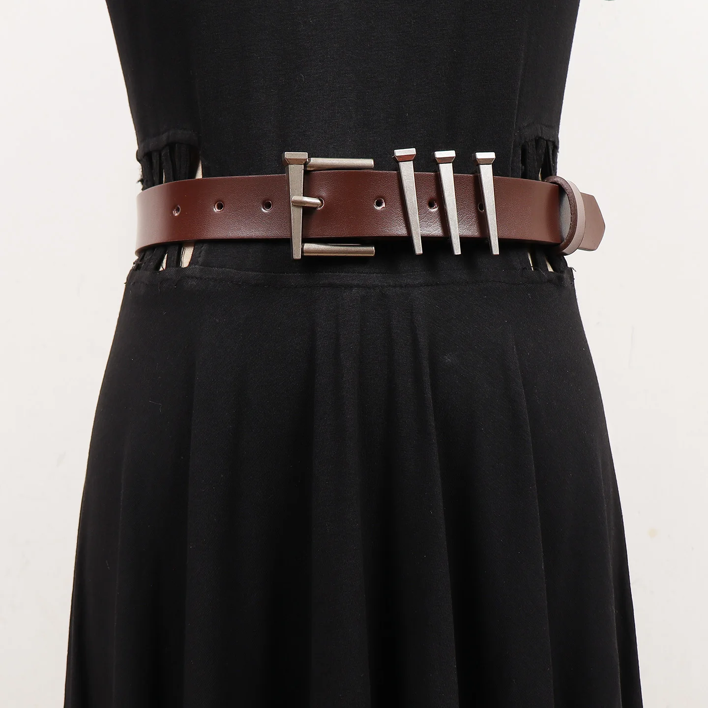 High Quality Full Grain Cow Leather Jeans Belts Women Men Heavy Metal Buckle Waist Belts Luxury Designer Cowhide Ceinture Homme