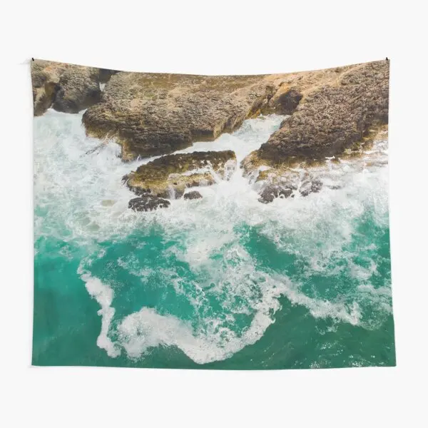 Ocean Waves Rocks Tapestry Rocky Seaside Tapestry Nautical Seaside Scenery Tapestry Wall Hanging Decor for Bedroom Living Room