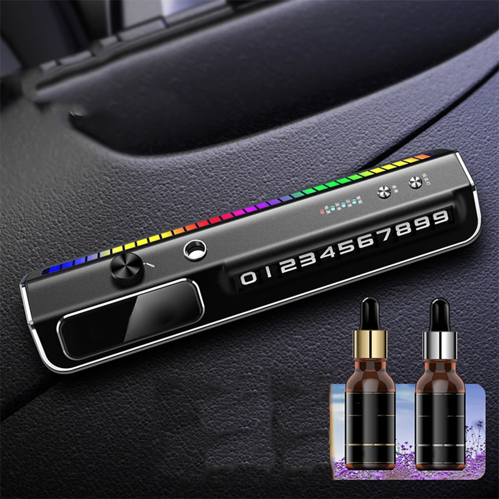 רכב אוויר מרענן רב תכליתי rgb מוסיקה המכונית בושם חניה usb רישיון חניה זמני סימן רכב