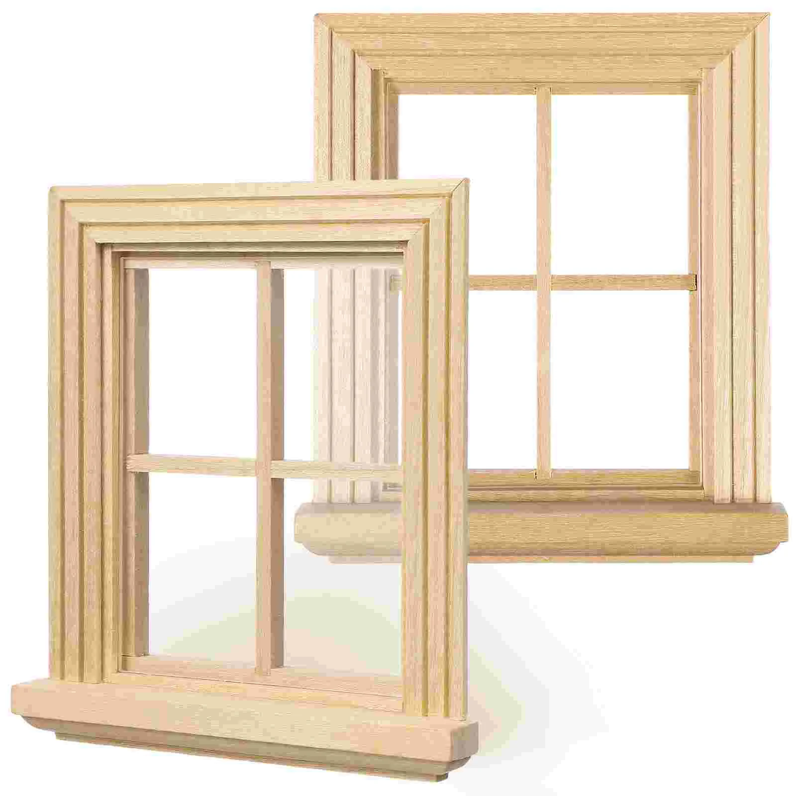 2-teiliges Fensterpuzzle mit vier Gittern für Jungen, Materialien, Kinderspielzeug, Miniaturfenster, Birkenhausmöbel