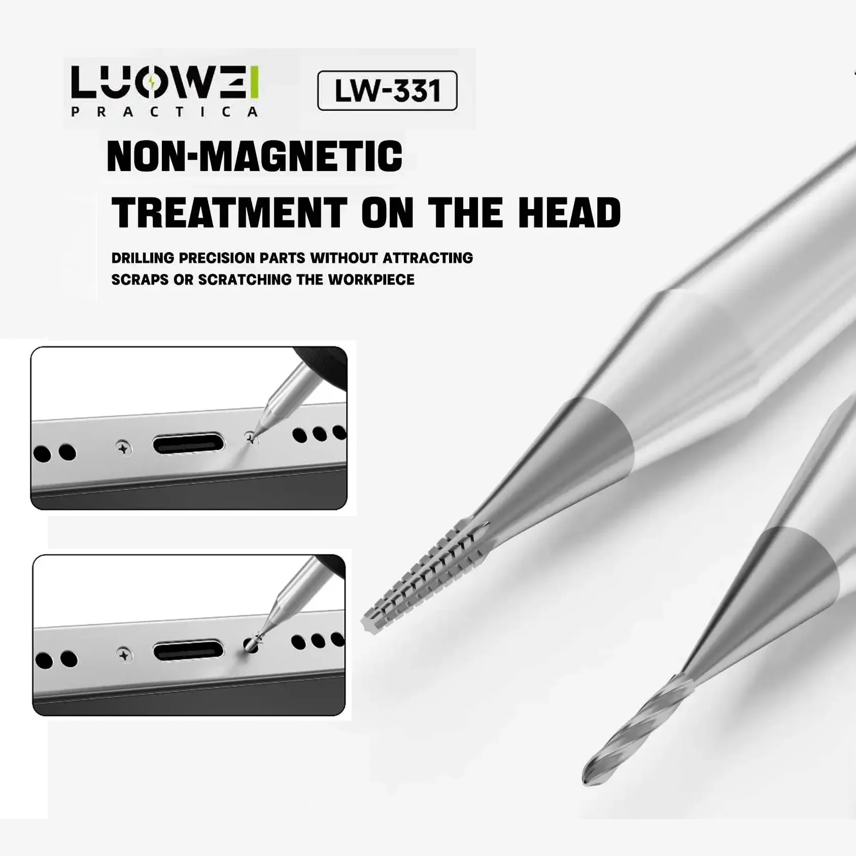 

LUOWEI LW-331 2.35mm Alloy Stripped Screw Extractor Bit, Sliding Drill Removal Tool for Mobile Phone Repair