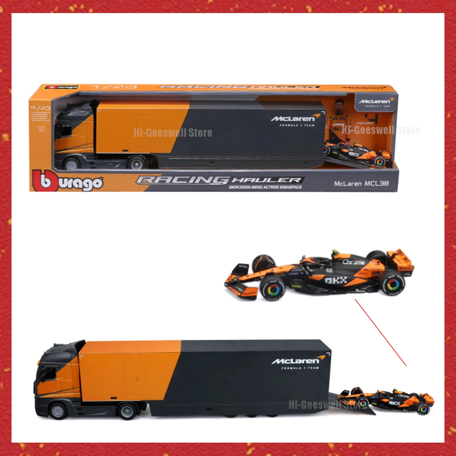 Bburago 1/43 2024 F1 Mcl38 Norris Ferrari Transport Vehicle Fleet Set Series Truck Set Series Alloy Models car toy