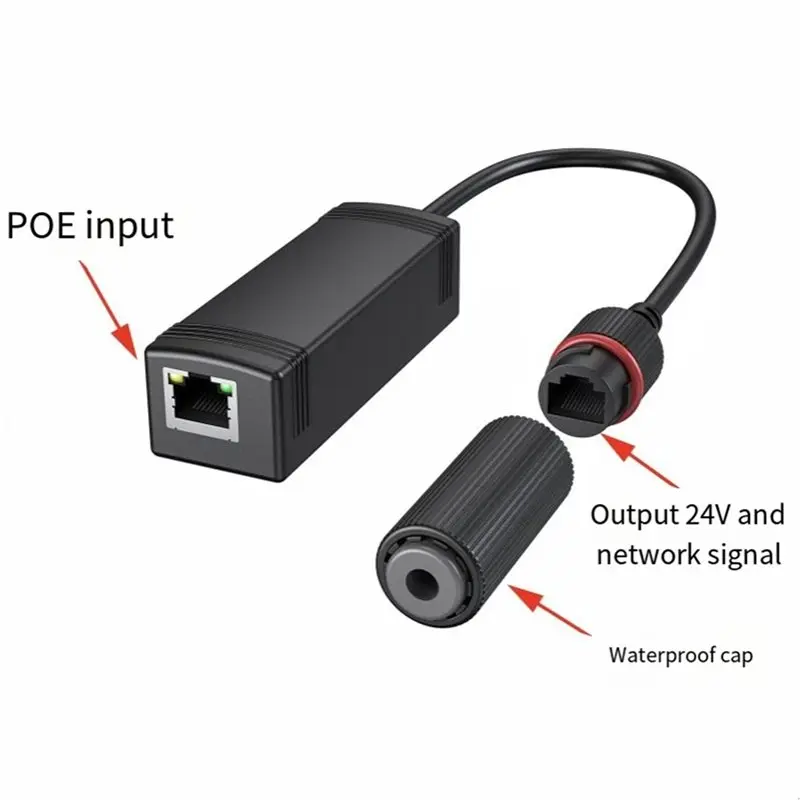 Efficientt-2X Waterproof Gigabit 48V To 24V Poe Converter, IEEE802.3 Af/At,100/1000Mbps Poe To 24V Adapter For Power Passive 24V