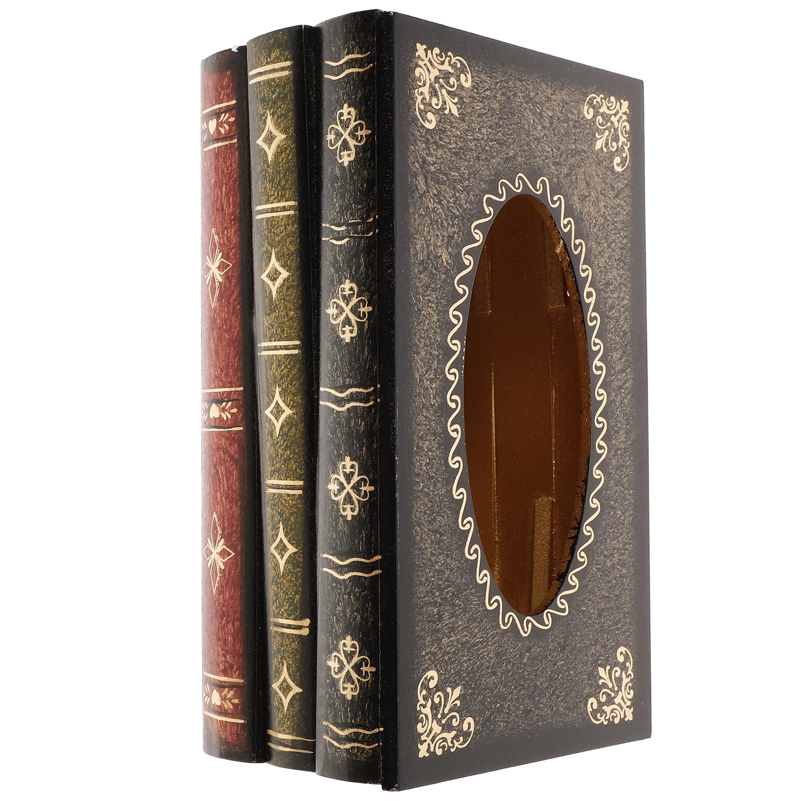 

Book Style Tissue Box Retro Wooden Napkin Holder For Home Office Bathroom Vintage Facial Tissue Dispenser Storage Container